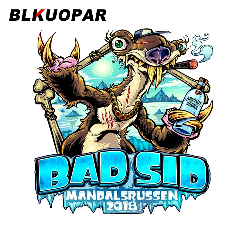 

BLKUOPAR 13 см x 12,4 см для Bad Sid Mandalsrussen 2018 мотоциклетная машина, бампер, окно, наклейки, водонепроницаемая Солнцезащитная аниме наклейка
