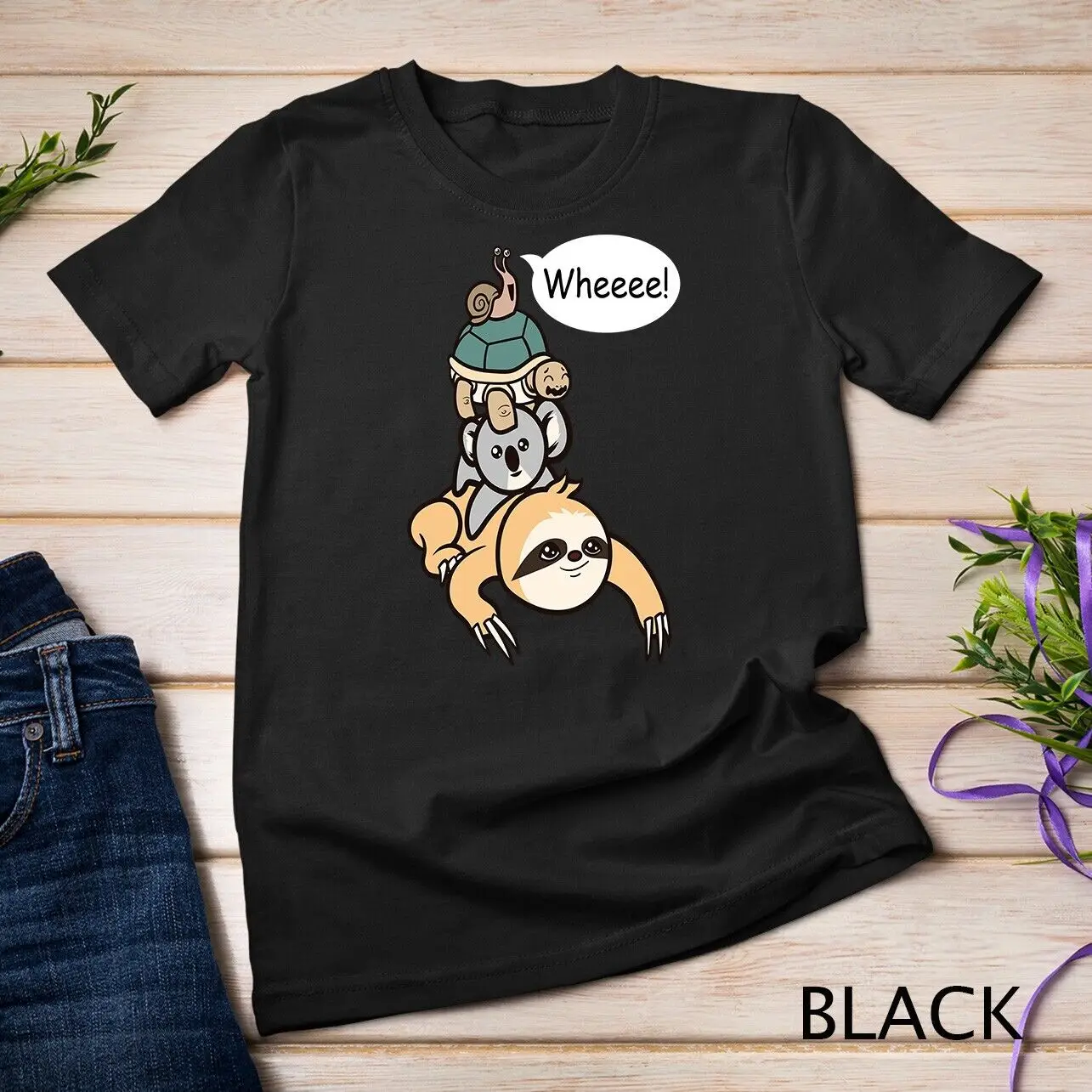 Футболка унисекс забавная медленно Двигающаяся черепаха коала улитка семейная