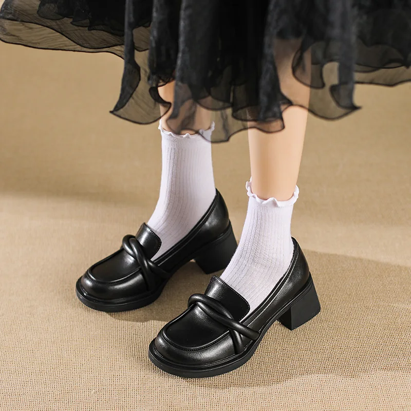 

Женские дизайнерские туфли на платформе, демисезонные туфли на массивном высоком каблуке, лоферы в стиле ретро, 2023