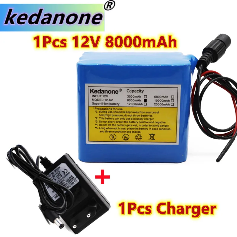 

Kedanone 12V Battery 3S4P 11.1V/12.6V 8Ah 18650 Lithium Ion Battery Pack with 25A Balanced BMS for LED Lamp Light Backup Power