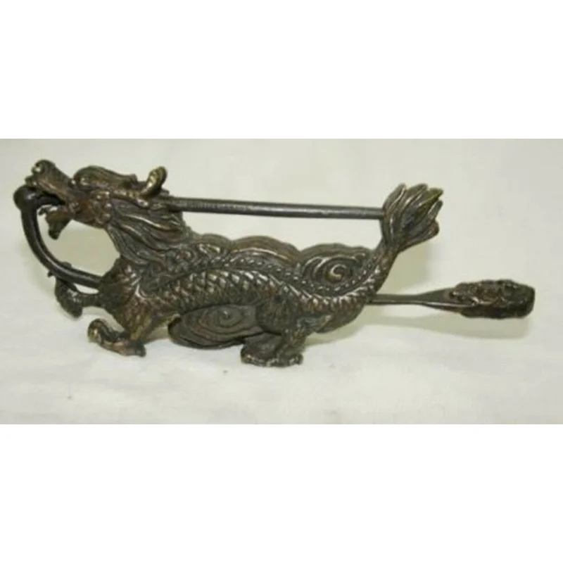 

Редкий Старый китайский стиль бронзовый замок дракона и ключ