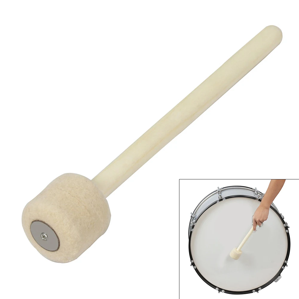 

Bass Drum Wooden Drumsticks Wool Felt Head Durable Log Snare Drum Stick Instrumental Accessories