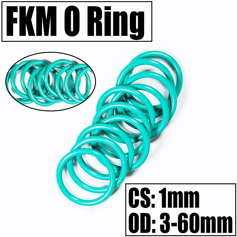 

10/20PCS FKM O Ring Seal Gasket Thickness CS 1mm OD 3-60mm Oil/High Temperature Resistance Washer Fluorine Rubber Spacer