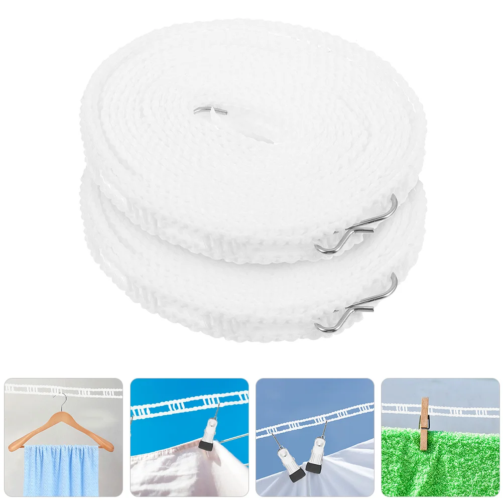 

2pcs Indoor Clotheslines Laundry Hanging Lines Outdoor Clothes Hanger Ropes Windproof Anti-skid Clotheslines