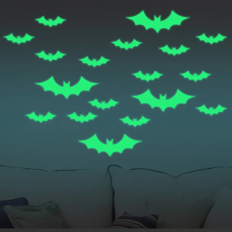 

Luminous Wall Stickers Horrible Creative Cartoon Bat Halloween Decorative Wall Paper Children's Room Luminous Sticker Home Decor