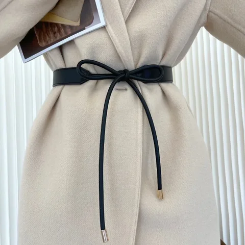 Износостойкий женский ремень, регулируемый ремень из искусственной кожи на шнуровке, женский пояс для свитера, платья, пальто, узкий для украшения