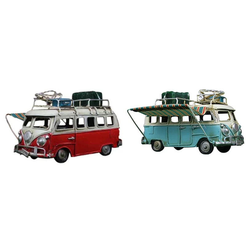 

Creative Home Decoration Classic Metal Bus Model Gift Retro Decoration Iron Car Model Flower Bus Children's Toys