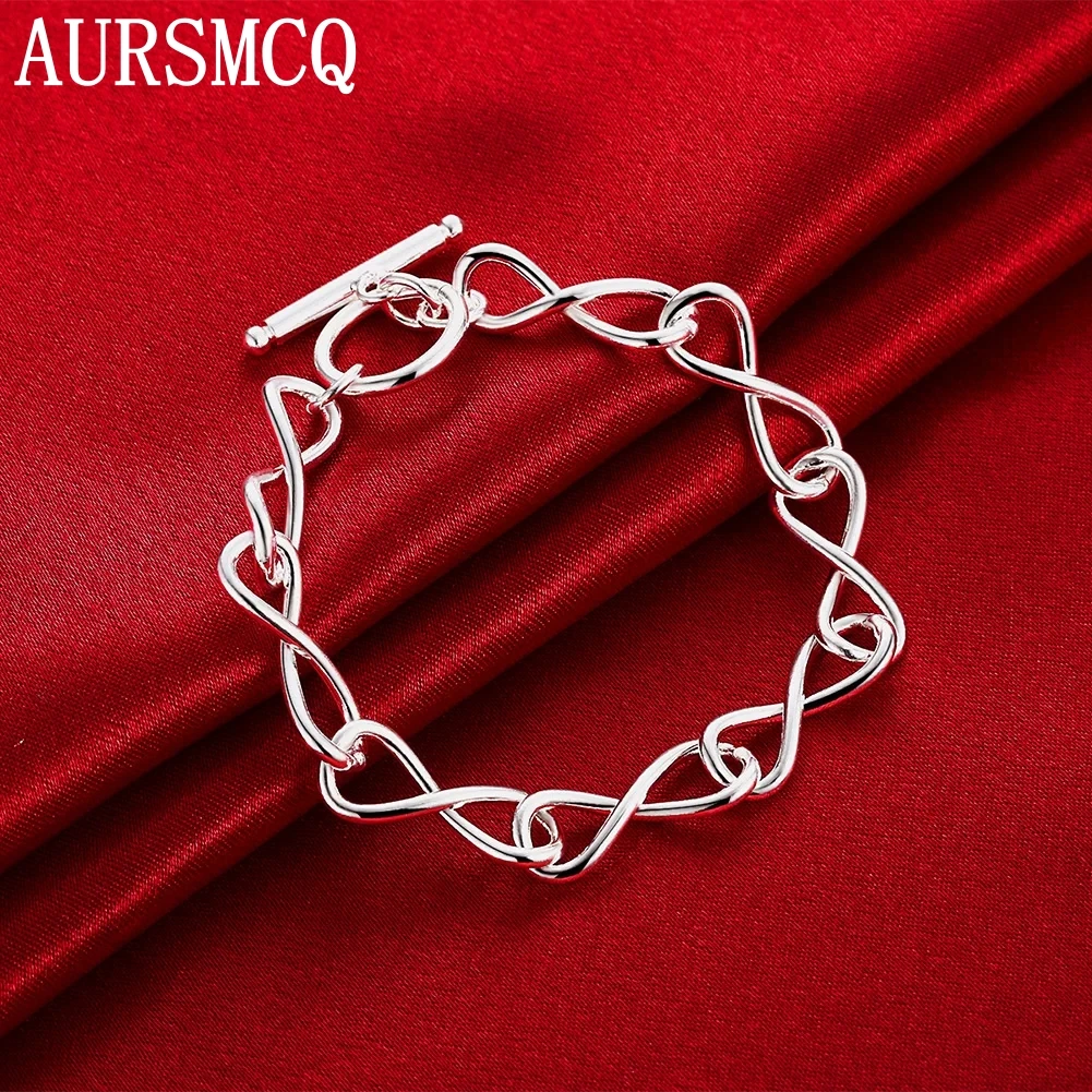 

Fine 925 Sterling Silver twisted circle style shape chain Bracelet For Women luxury fashion party Wedding Jewelry lovers gift