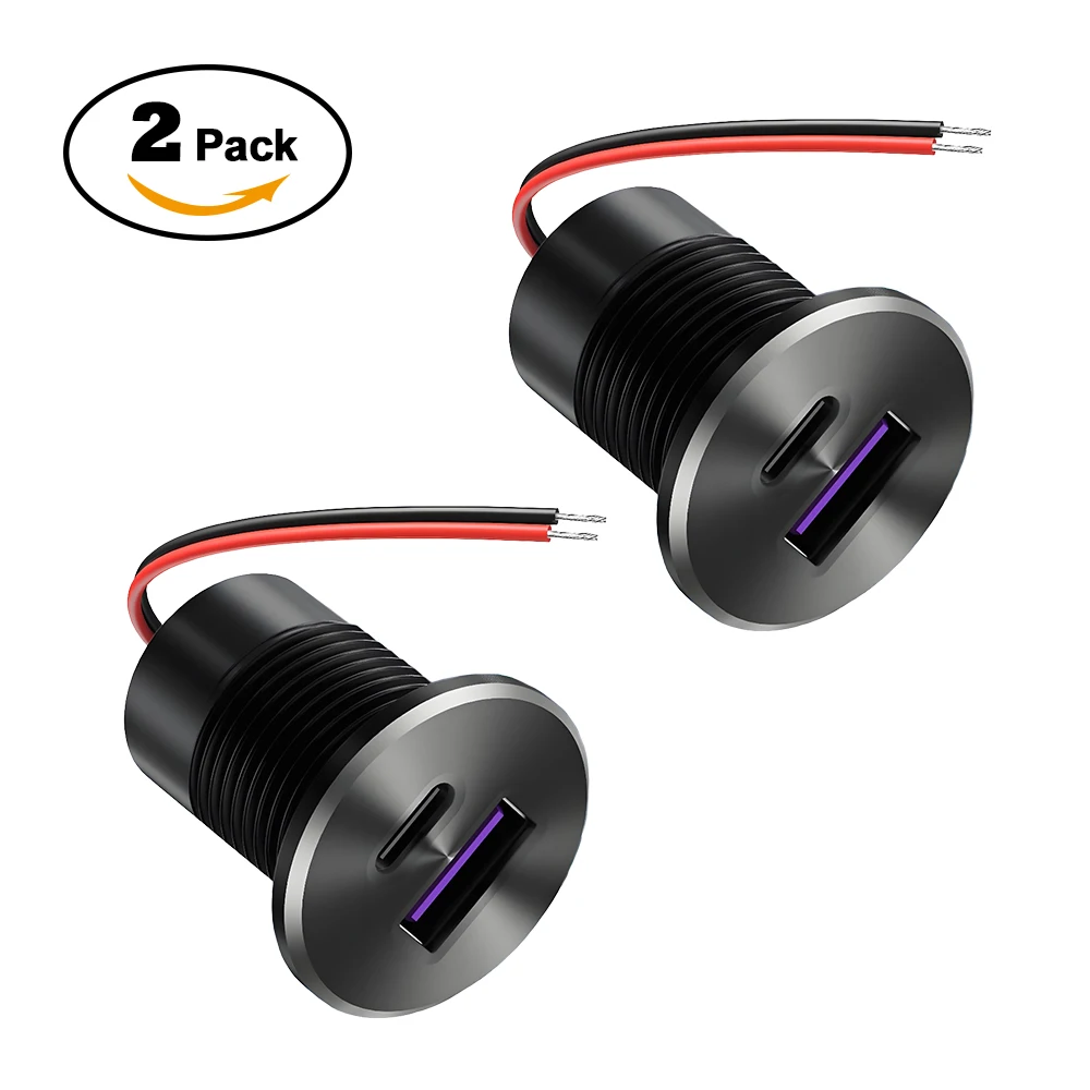 

1/2 шт. 48 Вт 12 В USB-розетка 30 Вт PD3.0 Type-C и 18 Вт QC3.0 алюминиевая автомобильная сменная розетка для быстрой зарядки аксессуар для автофургона автобуса грузовика