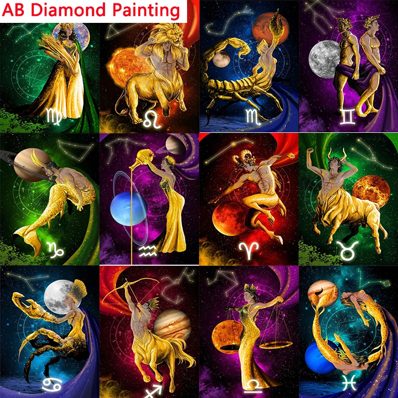 

AB Drill 5D DIY Diamond Painting Twelve Constellations For Diamond Mosaic Kit Diamond Embroidery Gift Custom Diamond Painting