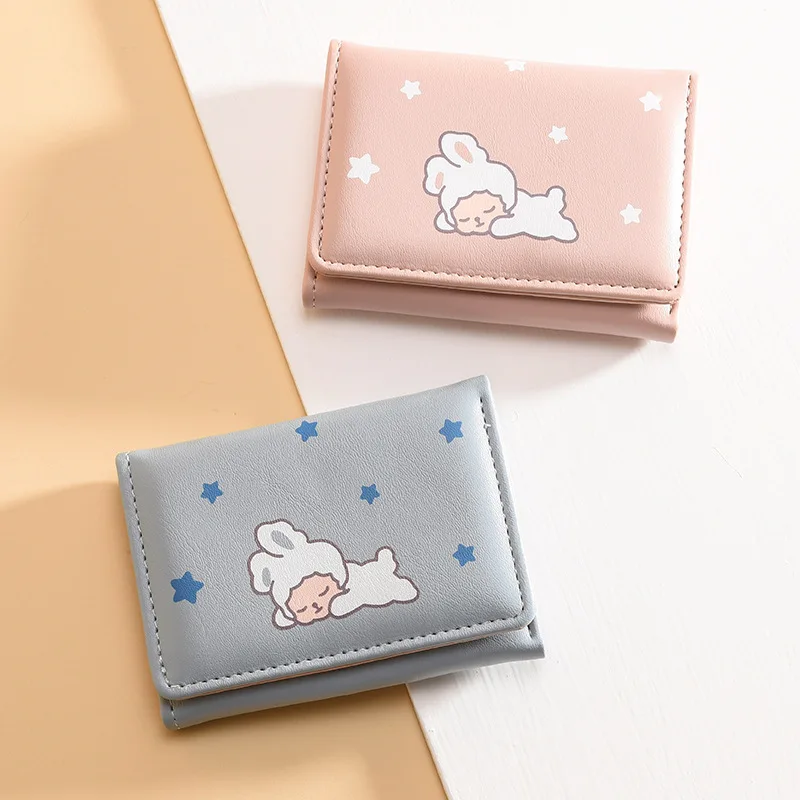 

Simple Short Wallet New Korean Version Women's Wallets Cartoon Pattern Mini Purses Student Multi Card Handheld Bag Zero Wallet