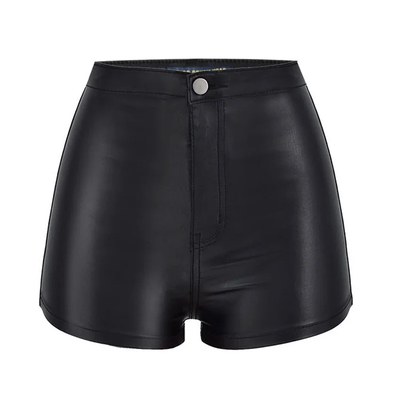 

Women Faux PU Shorts High Waist Sexy Super Elastic PU Leather Jean Shorts Women Night Club Style Sexy Skinny Coated Denim Shorts