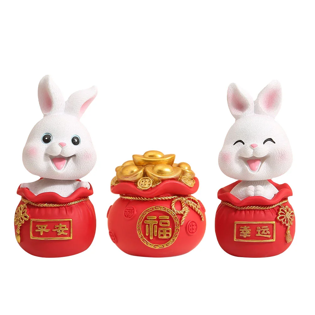 

Rabbit Chinese Ingot Bunny Figurine Gold Year Statue Zodiac Decor Car Wealthingots Decoration Miniature Ornament Head New