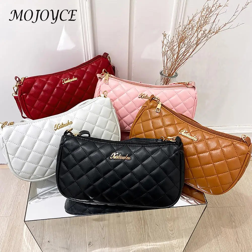 

Retro Casual Crossbody Bag Fashion Women PU Leather Diamond Lattice Shoulder Bag designer female bag Zipper Messenger Bag luxury