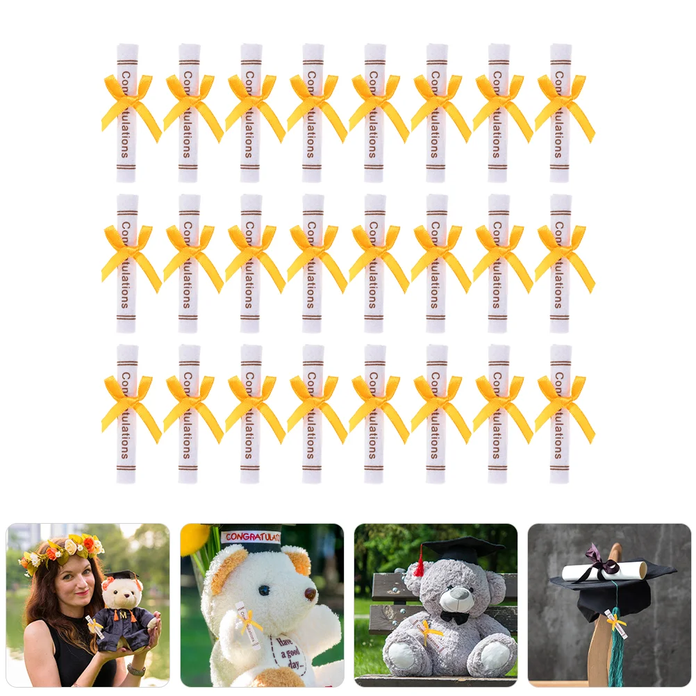 

50pcs Miniature Graduation Certificate Props Bear Decor Mini Certificates