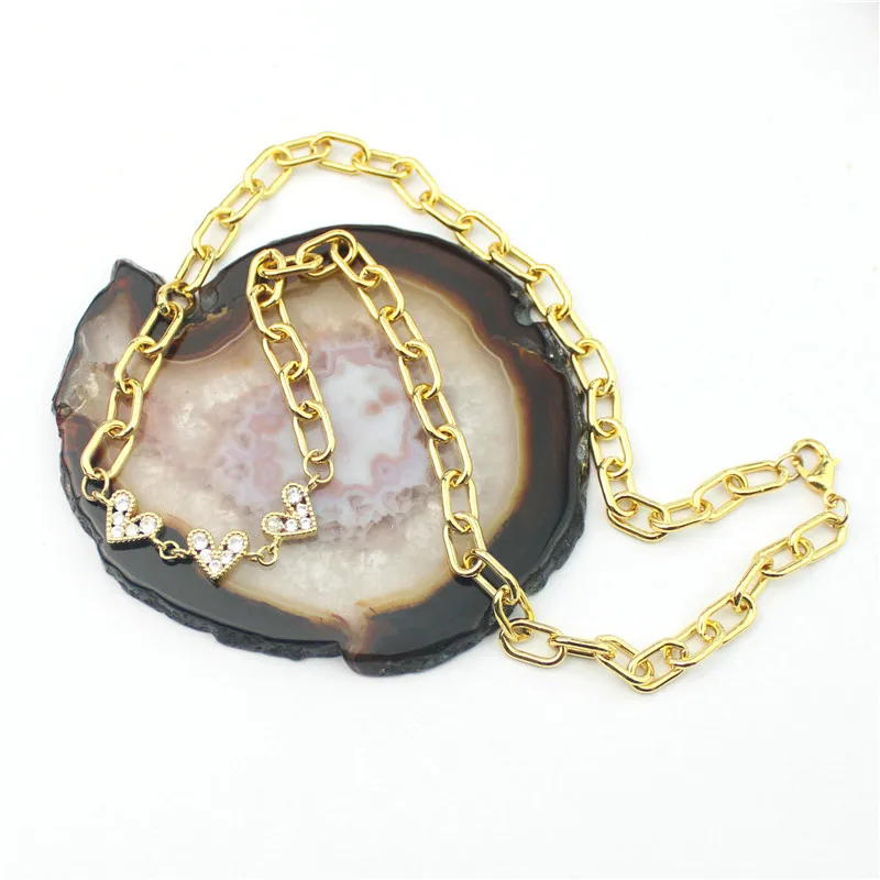 Ожерелье с фианитом в форме сердечка 18 дюймов 10 шт./лот | Ожерелья