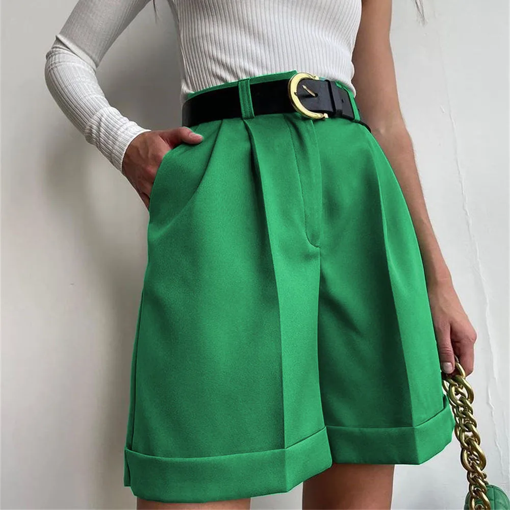 

Summer Shorts for Women Pocket Casual Women High Waist Short Street Fashion Oversize Shorts for Women Solid Suit Shorts Women