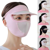 women thin breathable ice silk sunscreen long neck full face mask summer uv protection cycling outdoor beach beauty sun hat