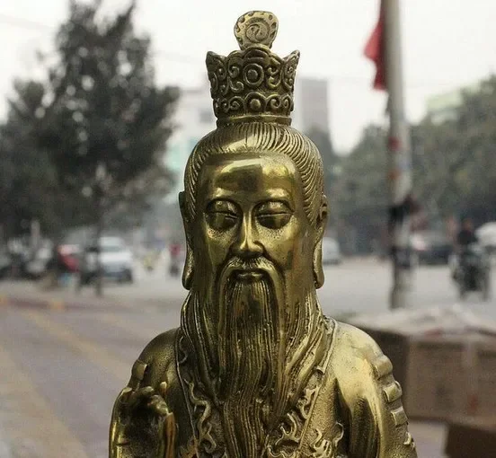 9-дюймовая китайская латунная статуя даосского храма Taishang Laojun Senior Moral God