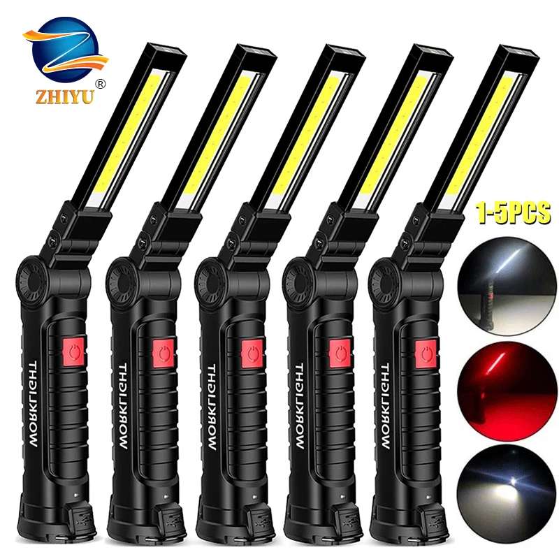 

COB Red and White Flashlight LED Working Light USB Rechargeable Folding Lantern Built-in Battery Lamp Outdoor Camping Lantern