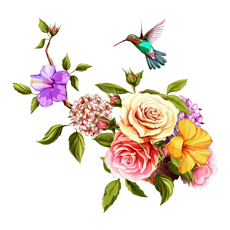 

JHSG автомобильные наклейки наклейки с цветами и птицами, автомобильный холодильник, кондиционер, ноутбук, шлем, украшение интерьера, наклейки на заказ