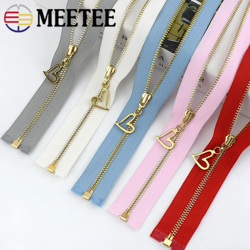 

10/20pcs Meetee 40/50/60/70cm 3# Metal Zipper Gold Teeth Zip Closure for Bag Purse Down Jacket Skirt Clothing Sewing Accessories
