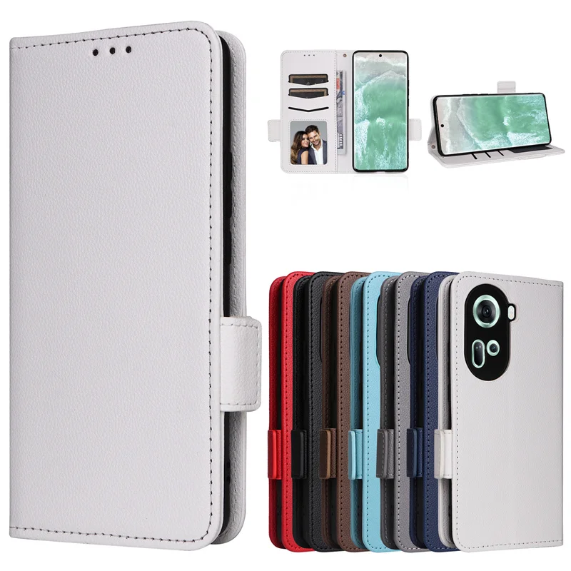 Чехол-бумажник с рисунком личи для OPPO Reno 11 5G глобальной боковой пряжкой Reno11 чехол