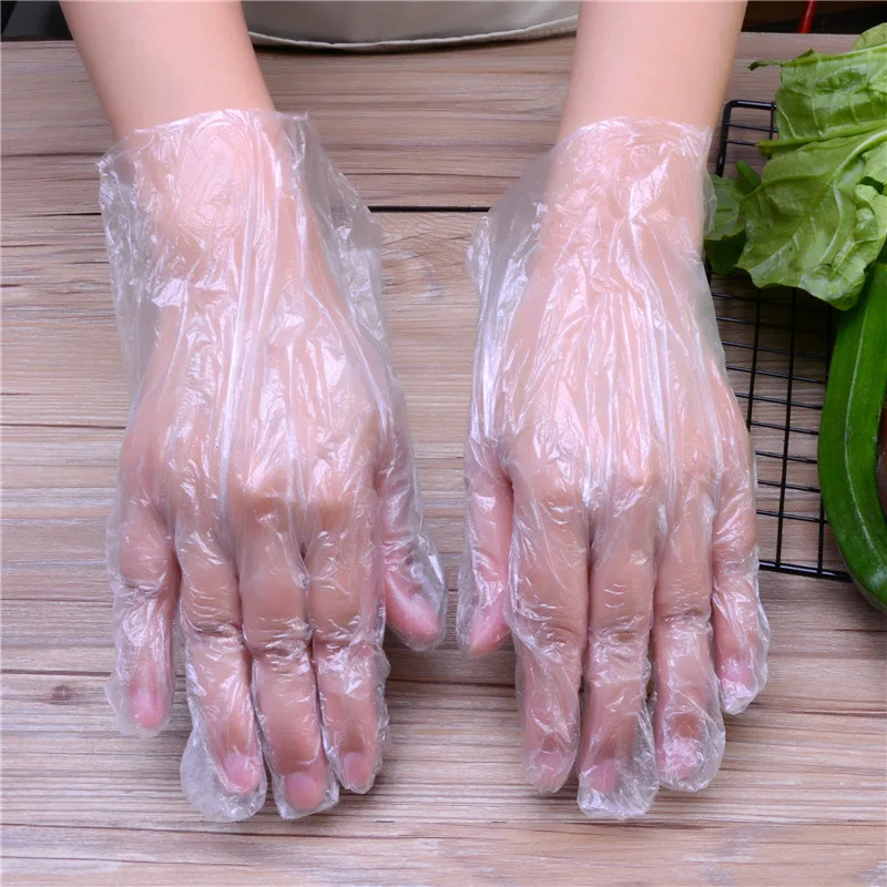

100pcs Disposable Gloves Catering Food Grade Plastic Transparent Gloves Restaurant Supplies Kitchen Dining Tableware Accessories