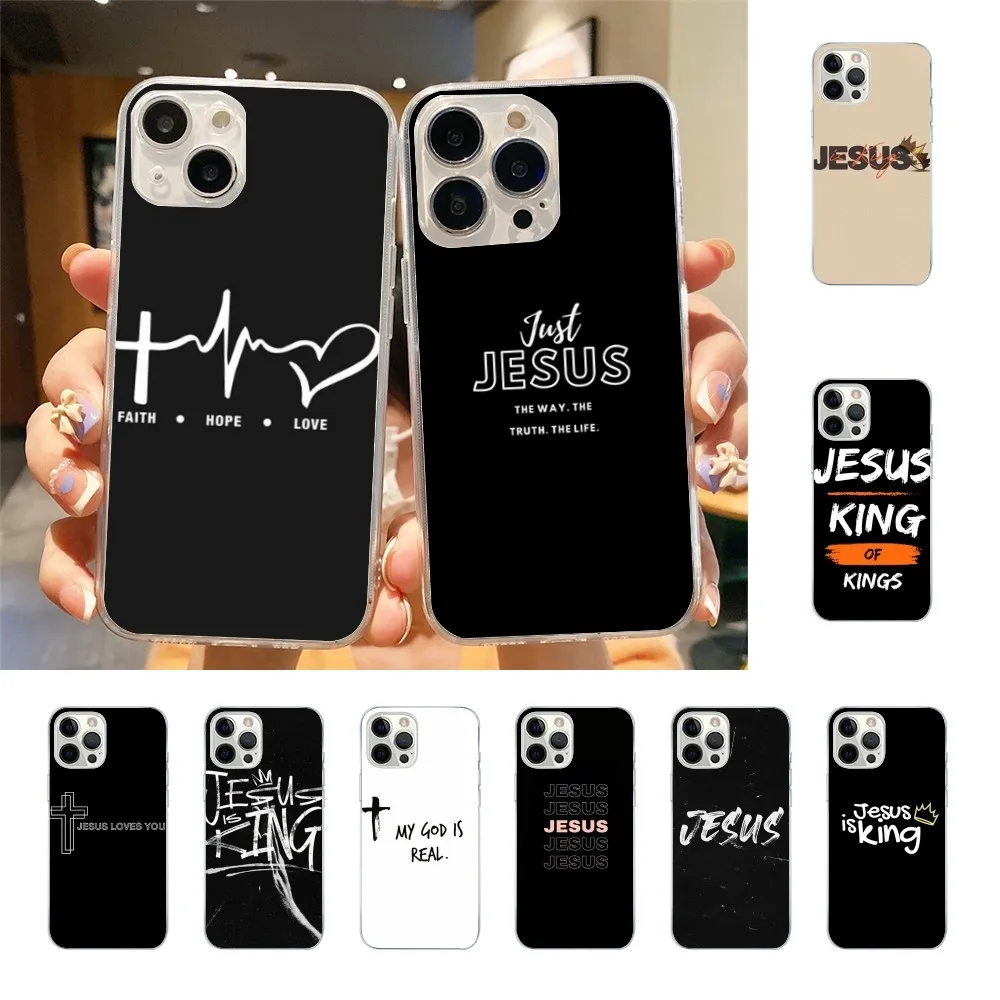 Чехол для телефона F-Faith с изображением Иисуса и слов Iphone 15 11 13 14 Pro Max 7 8 Plus X Xr Xs Se2020 12