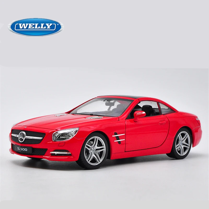 

Модель спортивного автомобиля WELLY 1:24 Mercedes-Benz SL500, металлическая игрушка под давлением, искусственная коллекция, подарок