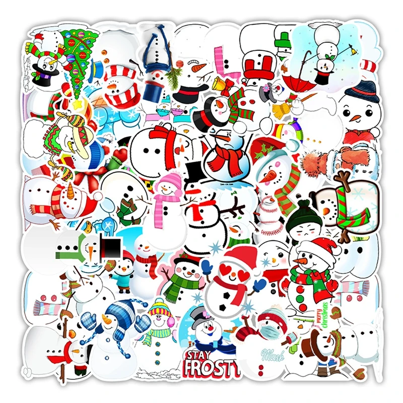 

50Pcs/Set Christmas Snowman Graffiti Stickers Kids Toys Book Decorative Sticker DIY Laptop Luggage Skateboard Decals Stickers