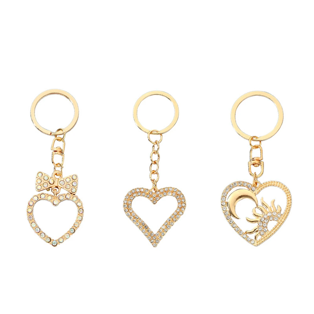 

Hollow Heart Key Ring Metal Moon & Sun Key Chains Couples Gifts For Women Men Handbag Accessorie Car Hanging Bow Jewelry