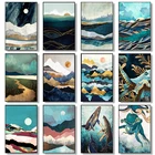 Абстрактный пейзаж в скандинавском стиле, пейзаж, гора, восход солнца, холст, Постер и печать, настенные картины для гостиной, украшение для дома