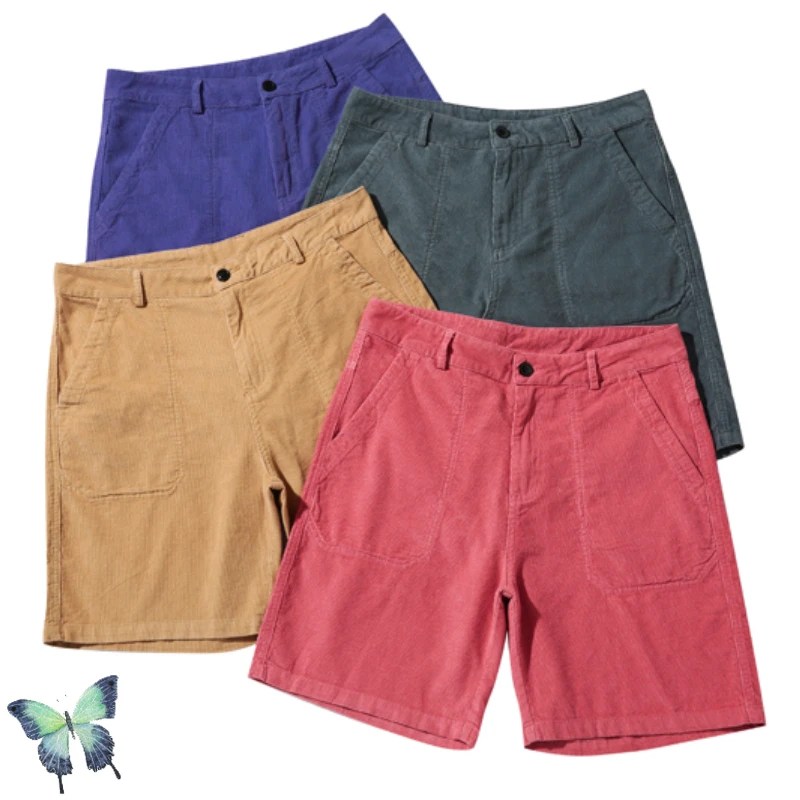 

Four Candy Color Blank Corduroy Thin Shorts M 3XL