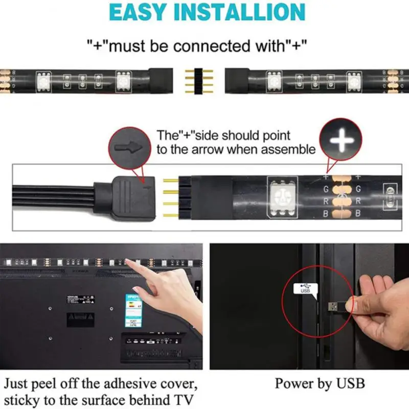 

USB LED Strip Lights RGB IR Control Luminous Decoration Living Room 2835 Ribbon Lighting Light For Home Decor TV Backlight