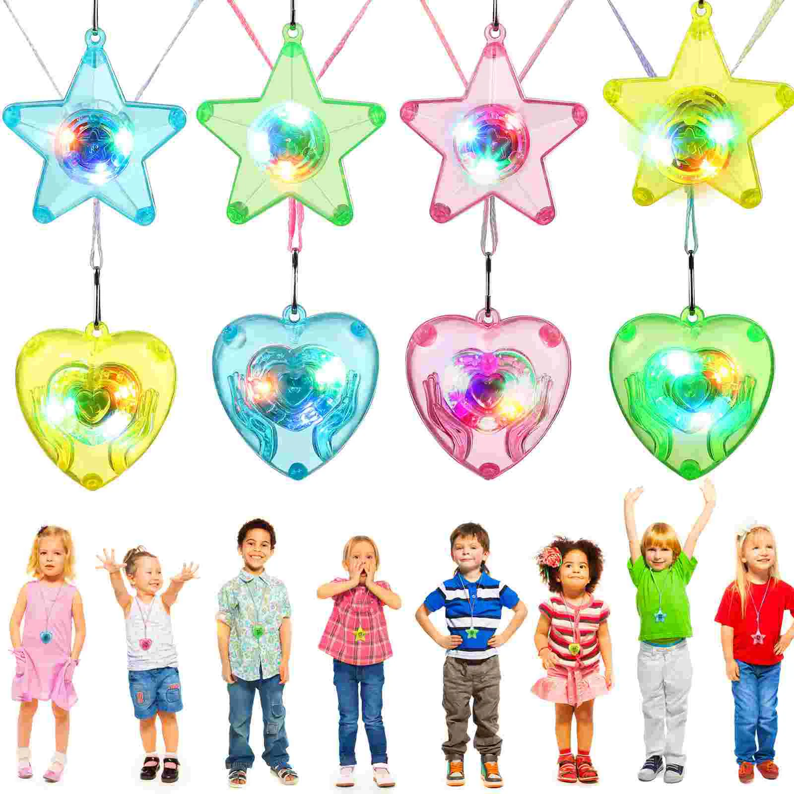 

8 Pcs Party Necklaces Halloween The Gift Heart-shaped Light Pendant Bulb Adults Rave Accessories Lovers Bulk Items Gifts