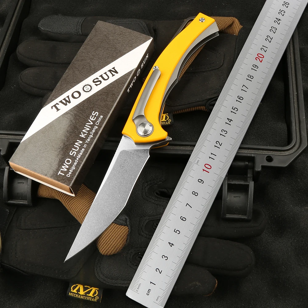 Тактический складной нож TWO SUN TS157 D2, карманный клинок С флиппером и шарикоподшипником, рукоятка G10, для кемпинга, выживания на открытом воздухе, повседневные инструменты