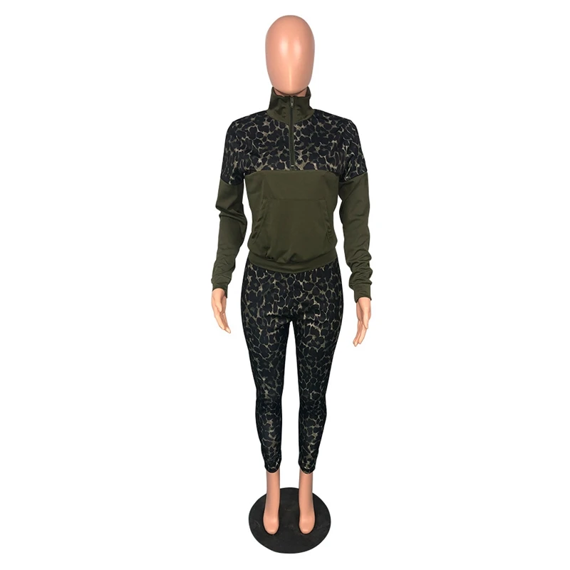 Leopard Print Two Piece Set Women Top Pants Set Lounge Wear Sweatsuits for Women Sportwear Casual Fashion Tracksuit Women Set