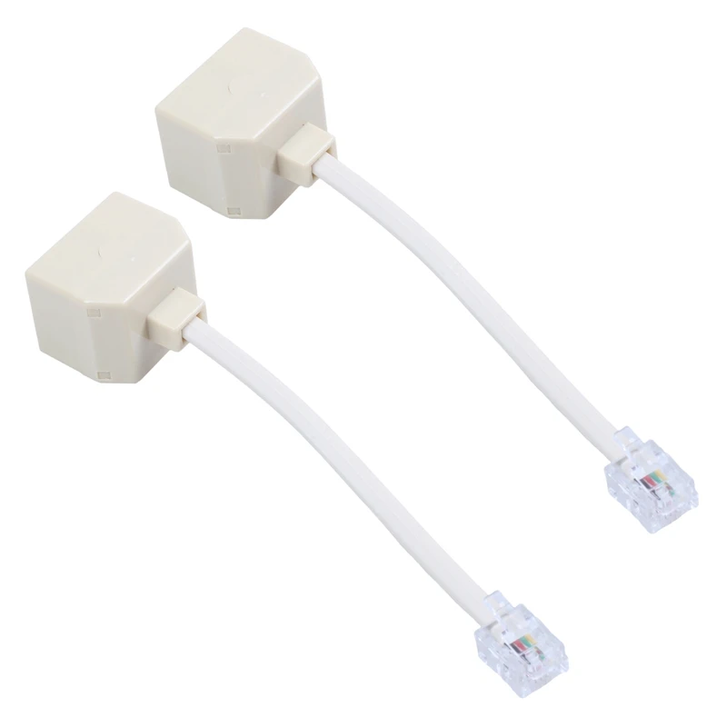 

2X Telephone RJ11 Male Line To Double RJ11 Female Jack Filter Splitter Adapter