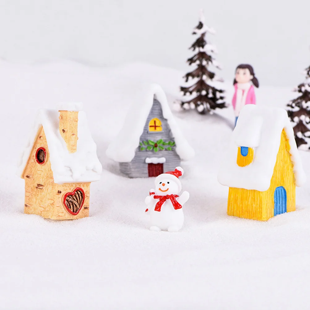 

1PC Mini Snow House DIY Crafts Landscape Resin Ornament Small Villa