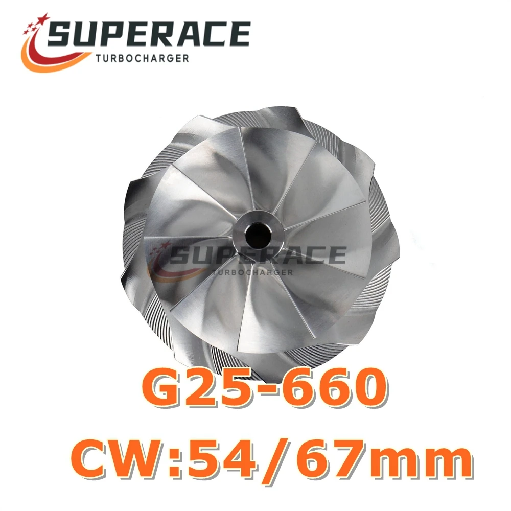 Фото Компрессорное колесо MFS G25-660 G25, запчасти для турбонагнетателей G-серии 54/67 мм, комплекты для ремонта турбин, SUPERACE №1