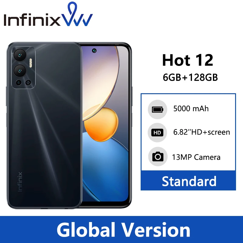 

Infinix Hot 12 6GB 128GB 6.82'' Display Smartphone Android 12 Helio G85 5000mAh Battery 13MP Camera