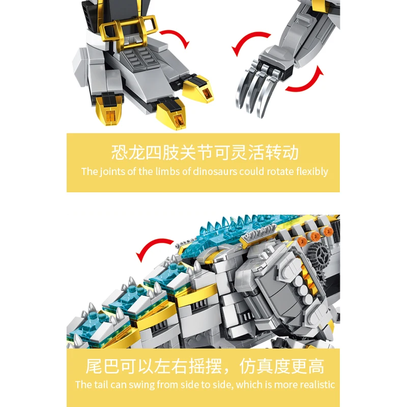 Конструктор механический аллозавр юрской эры 611015 1735 шт. пазл светящийся динозавр