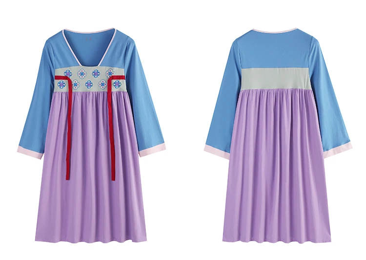 National Style Home Wear Autumn and Winter Medium Thick Pure Cotton Dunhuang Painting Ancient Style Jacket and Dres Pajamas