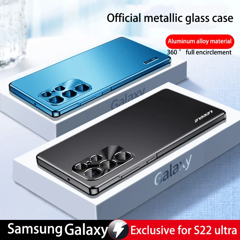 

Metal Magnetic case for Samsung Galaxy S22 Ultra all inclusive 360° glass frosted aluminium alloy ultra-thin protective cover