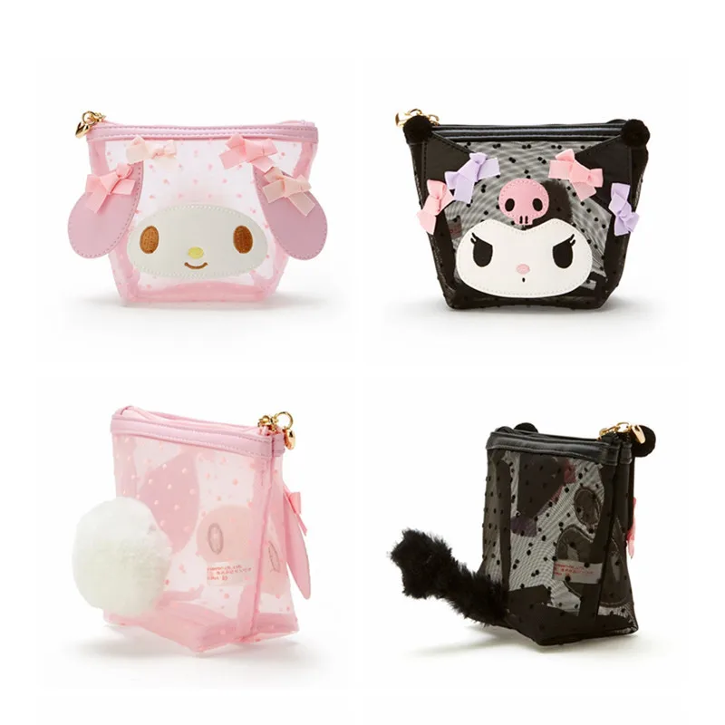 

Sanrio Heart Cute Melody Kuromi Mesh Cosmetic Bag Trapezoidal Sundries Bag Storage Bag Coin Purse Loose Purse