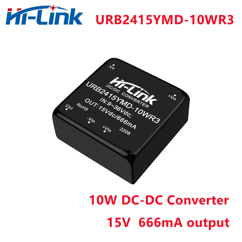 

Hi-Link DCDC URB2415YMD-10WR3 Isolated Power Supply Module 9-36V input 15V 666mA Output DC-DC Step Down Converter
