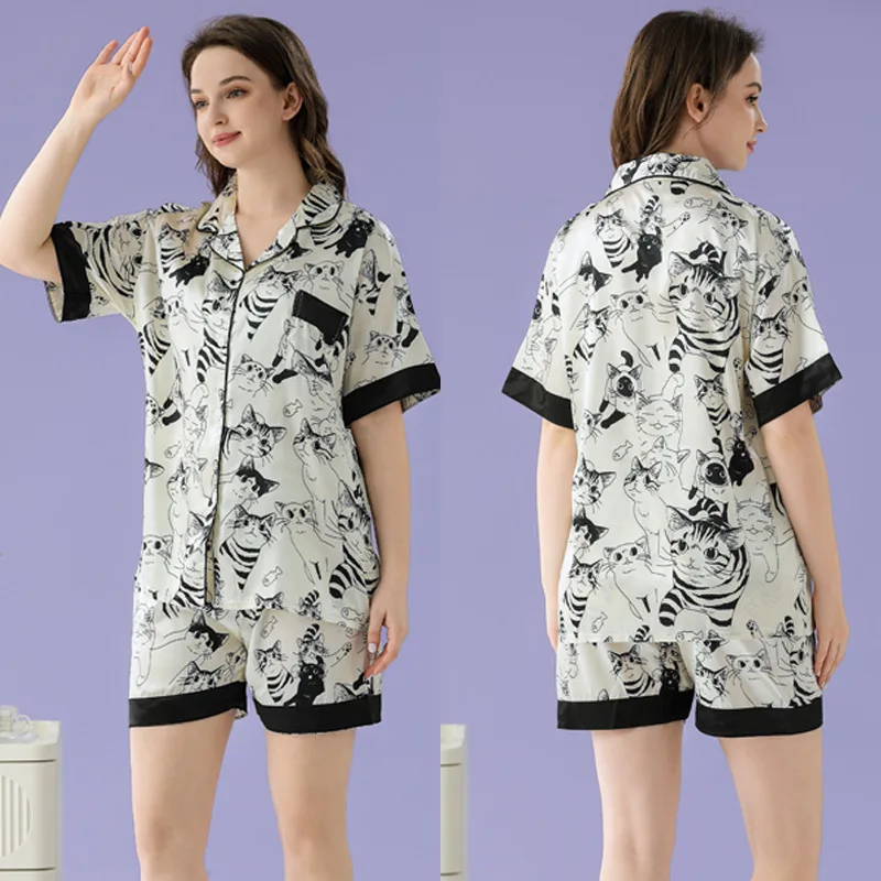 Пижамный комплект Женский из 2 предметов одежда для сна искусственного шелка