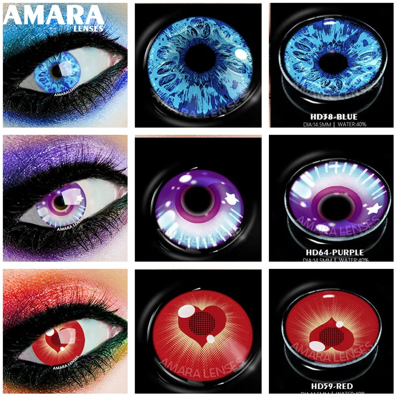 

AMARA 1 Pair Cosplay Color Contact Lenses for Eyes Anime Accessory Red Len Anime Lense Hu tao lenses Genshin Impact Lenses