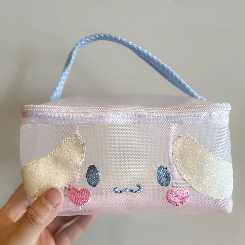 sanrio makeup bag kawaii pouch Portable Organizer Cosmetic Case Cute Cartoon Clow M Hollow Hand Wash Bag Girl Heart Fitness
